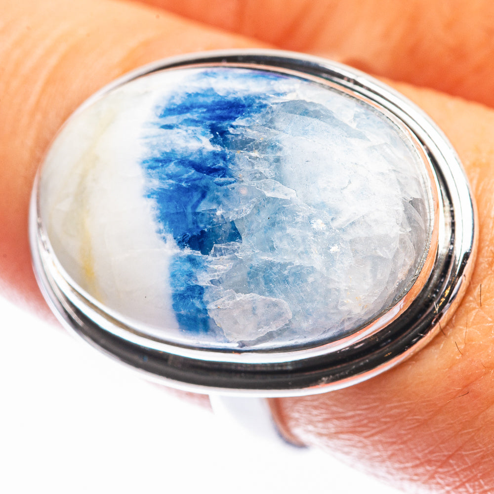 Blue Scheelite Ring Size 8.5 (925 Sterling Silver) R142252