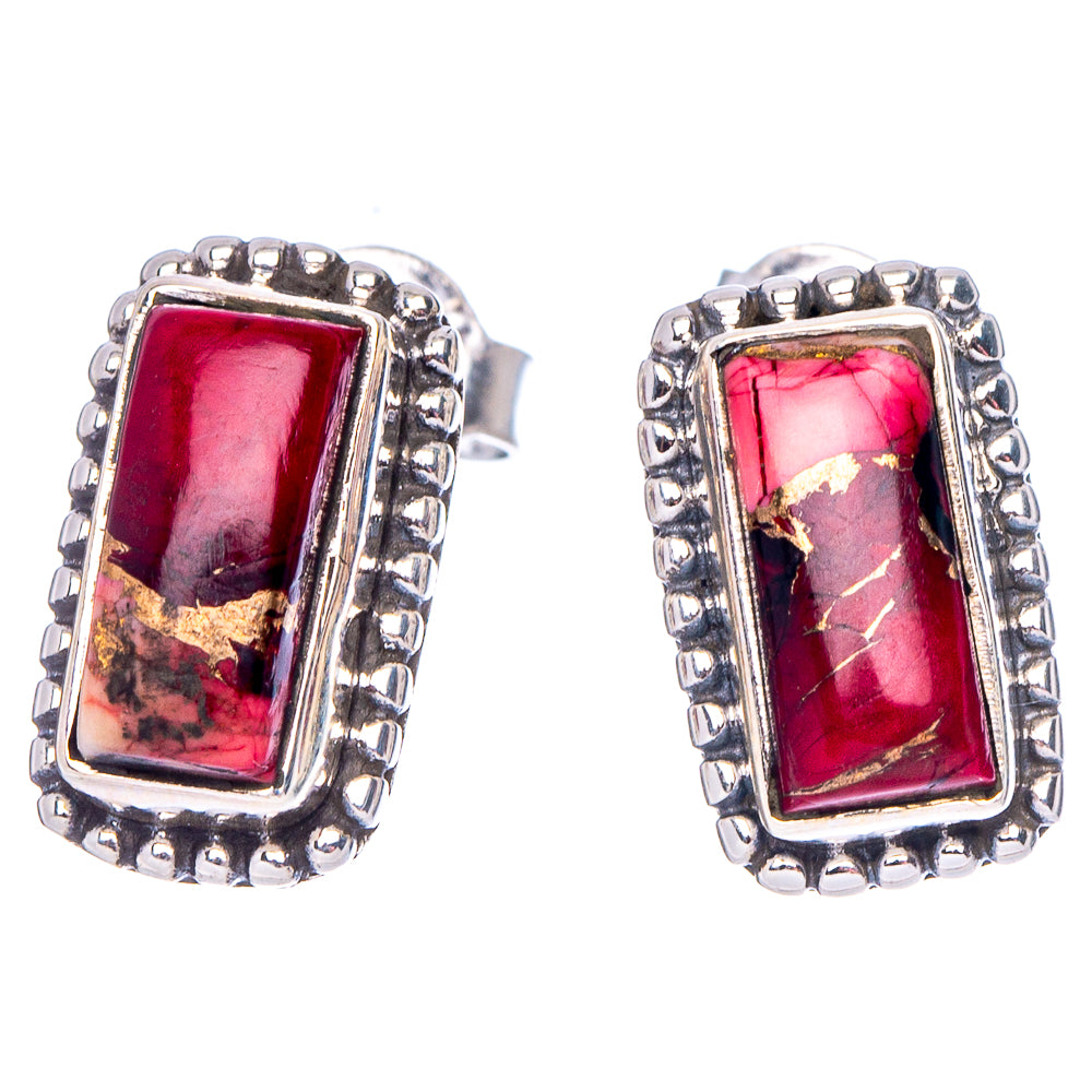 Red Dahlia Mohave Turquoise Earrings 5/8" (.925 Sterling Silver)