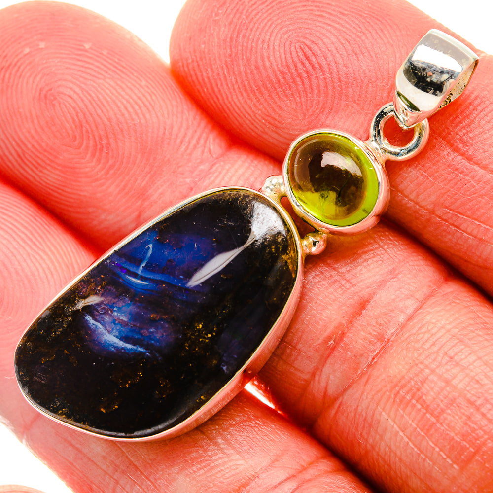 Boulder Opal, Peridot Pendant 2" (925 Sterling Silver) PD37881