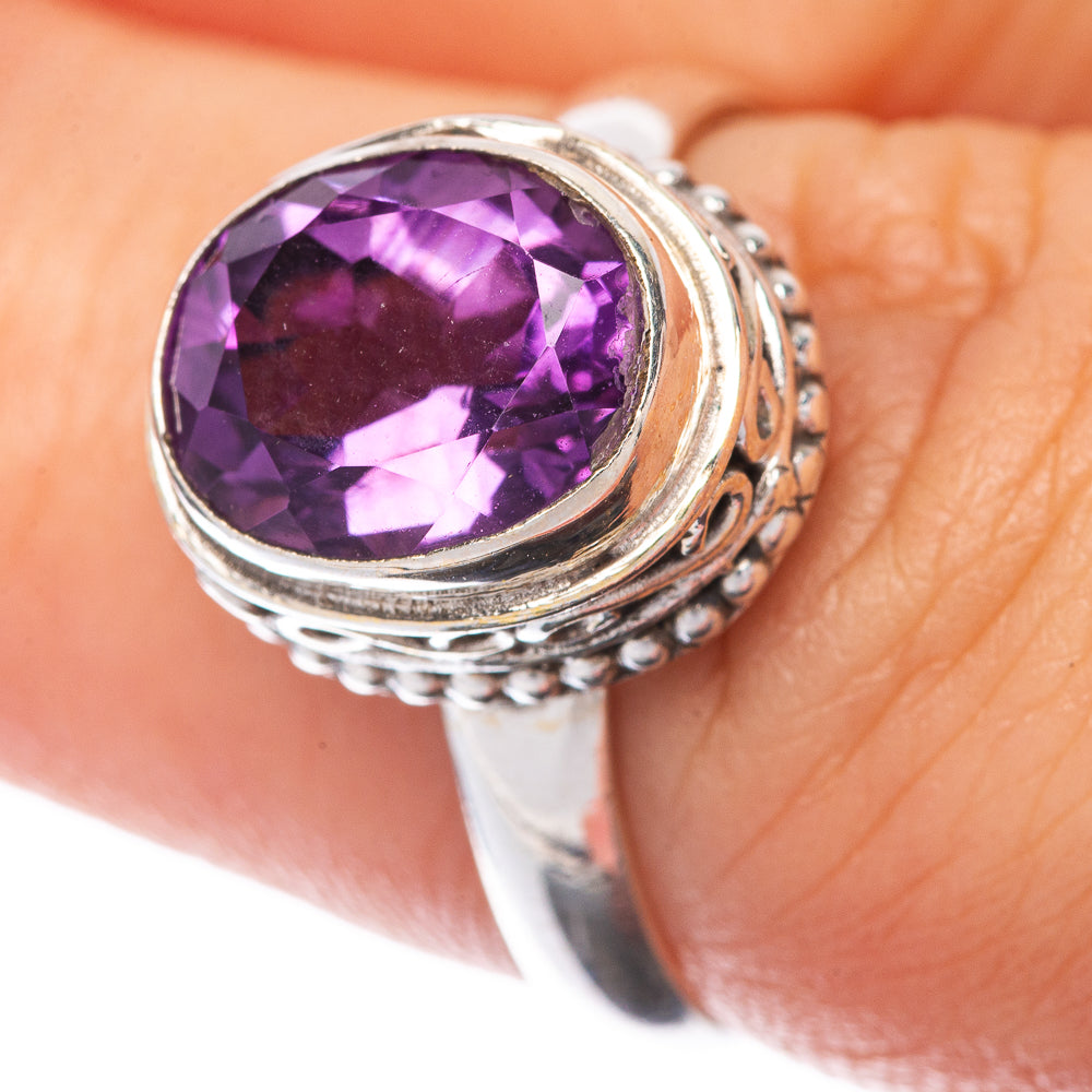 Faceted Amethyst Ring Size 7.25 (925 Sterling Silver) R145150