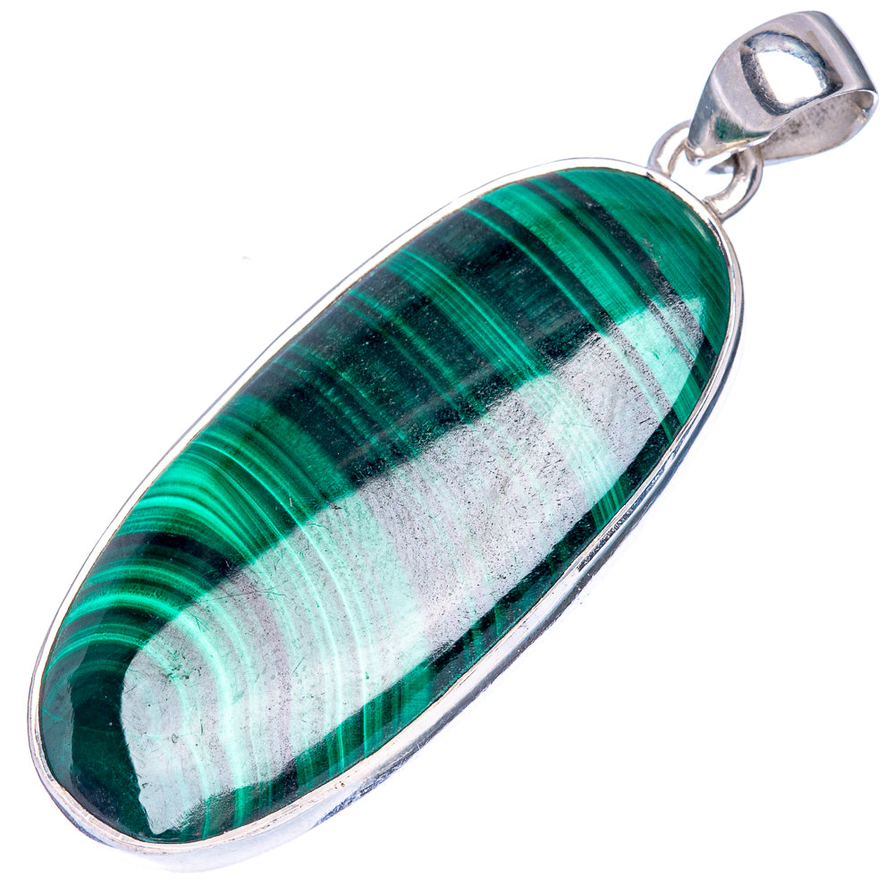 Malachite Pendant 1 7/8" (925 Sterling Silver) P42167
