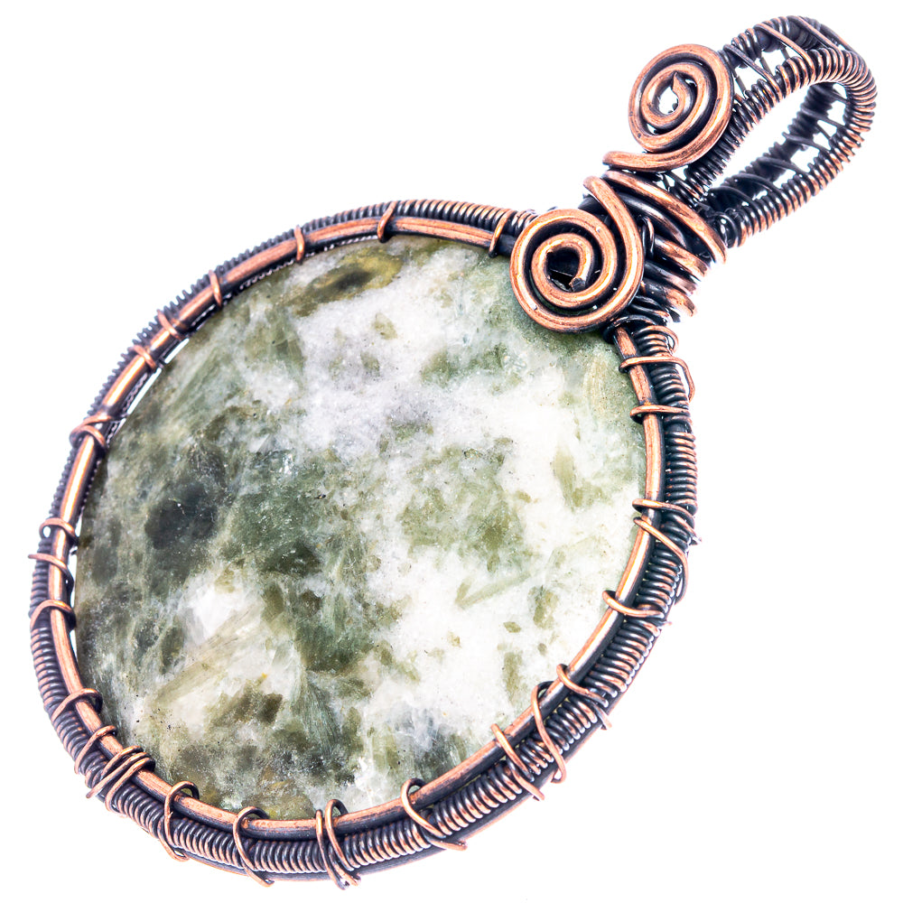 Seraphinite  Wire Wrap Pendant 2 5/8" (Oxidized Copper)