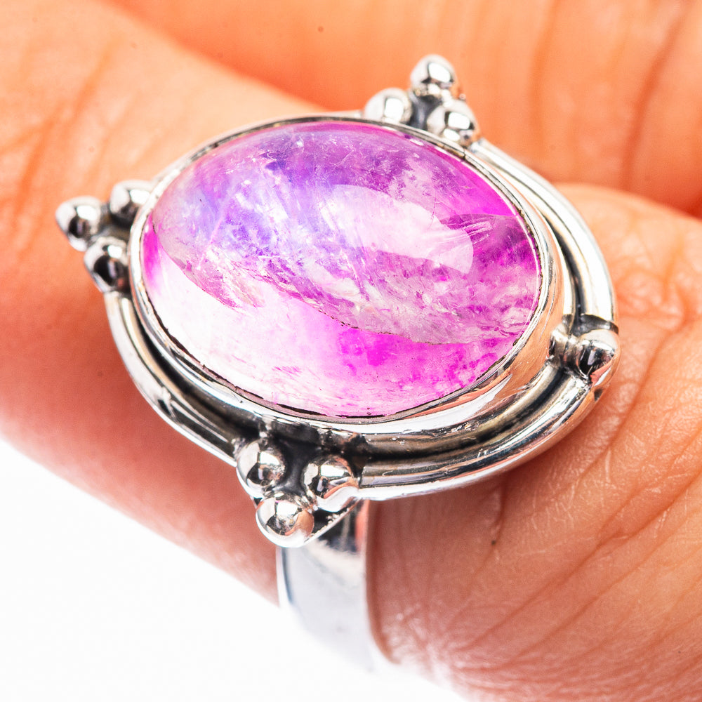 Pink Moonstone Ring Size 6.5 (925 Sterling Silver) R142010