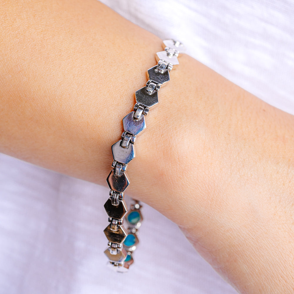 Mohave Turquoise Bracelet 7 5/8" (.925 Sterling Silver)