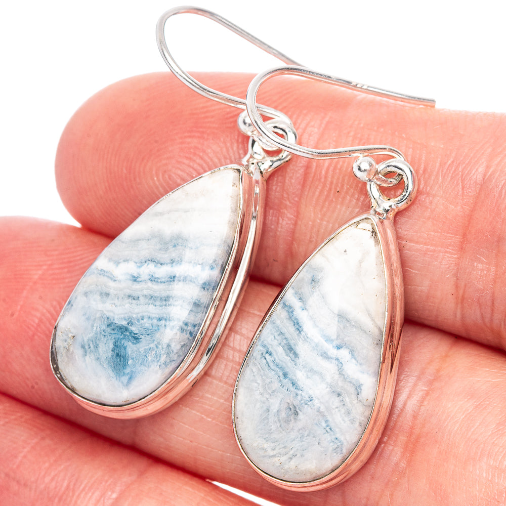 Blue Scheelite Earrings 1 1/2" (925 Sterling Silver) E1166