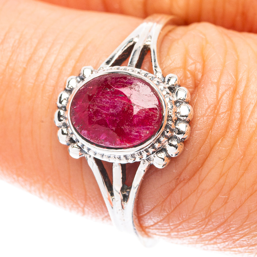 Red Sillimnate Ring Size 7.75 (925 Sterling Silver) R5618