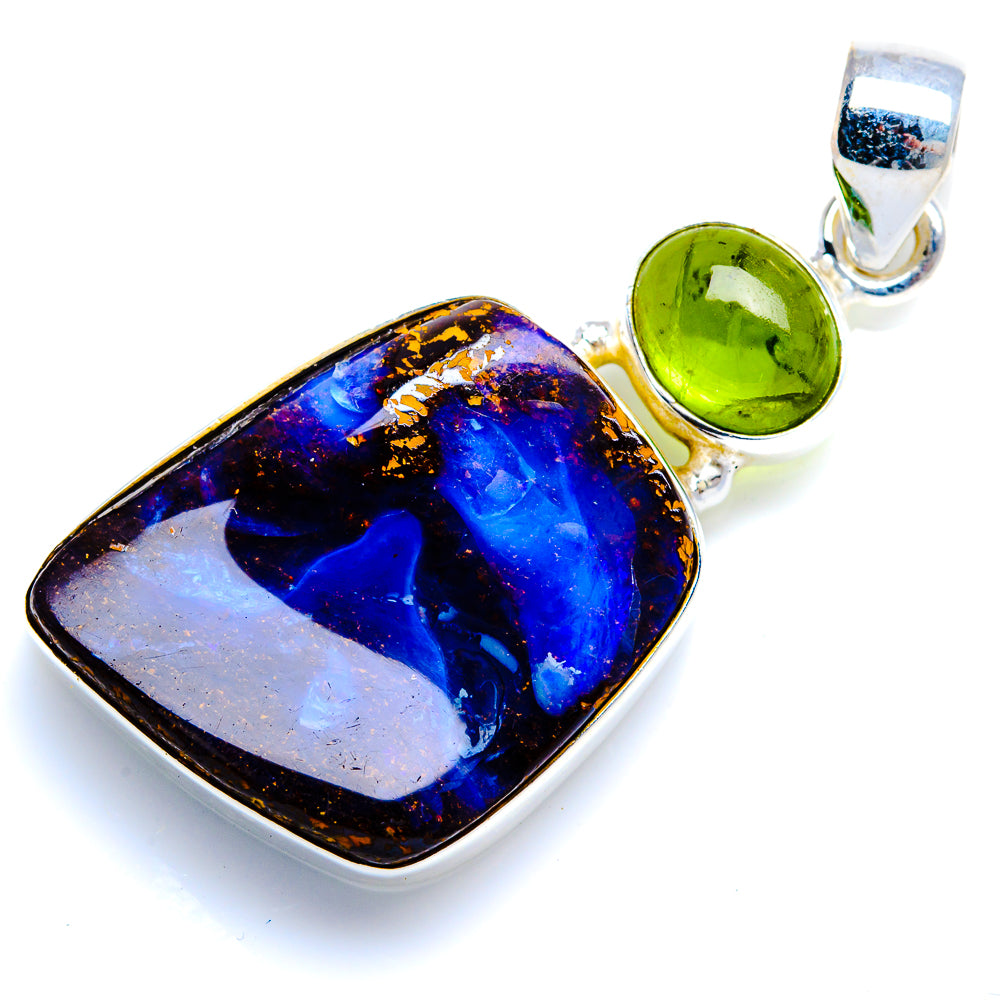 Boulder Opal, Peridot 925 Sterling Silver Pendant 1 3/4" (925 Sterling Silver) PD38403
