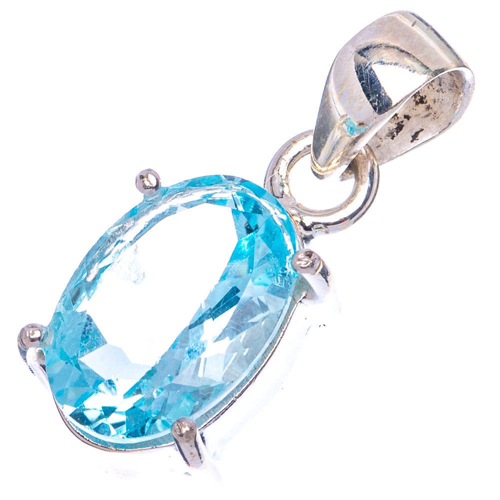Faceted Blue Topaz Pendant 1" (.925 Sterling Silver)