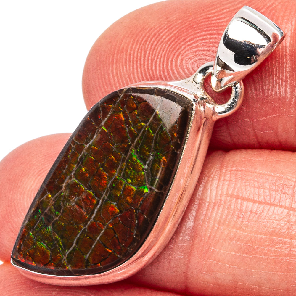 Rare Canadian Ammolite Pendant 1 3/8" (.925 Sterling Silver)