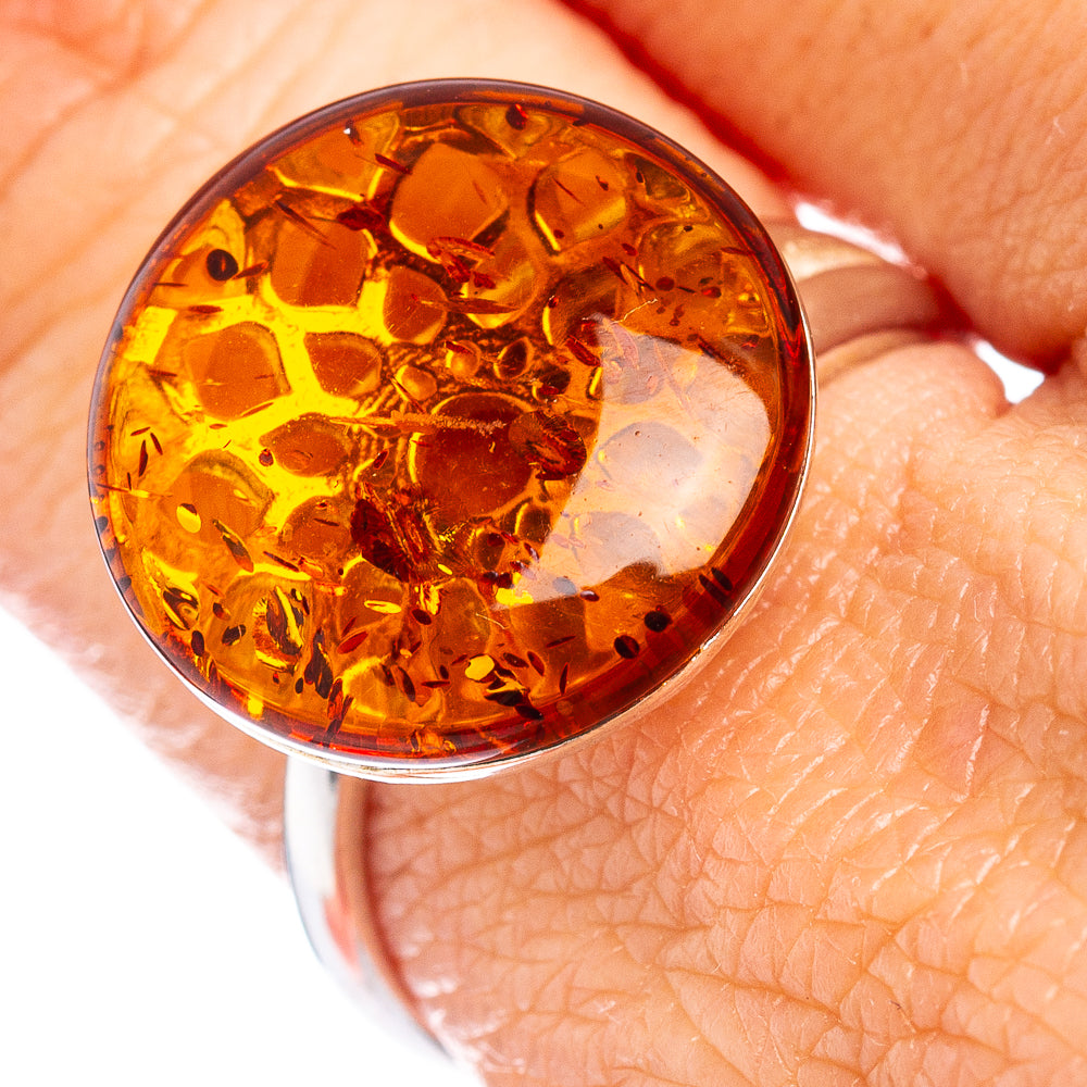 Baltic Amber Ring Size 7 Adjustable (.925 Sterling Silver)