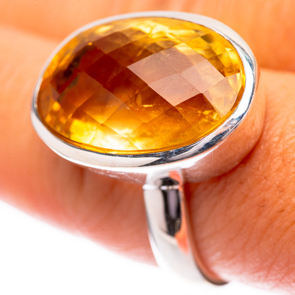 Faceted Citrine Ring Size 8 (925 Sterling Silver) R140519