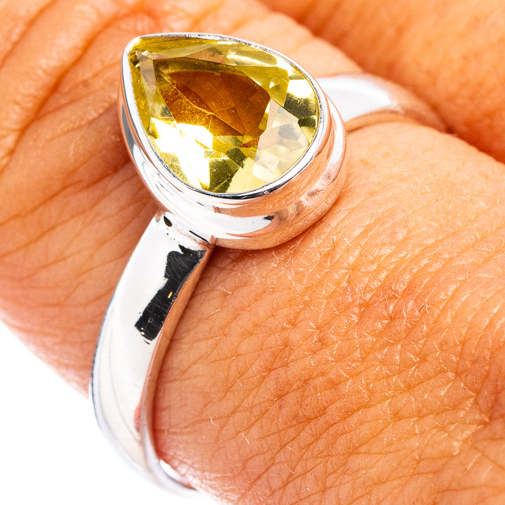 Faceted Lemon Quartz Ring Size 8.5 (.925 Sterling Silver)