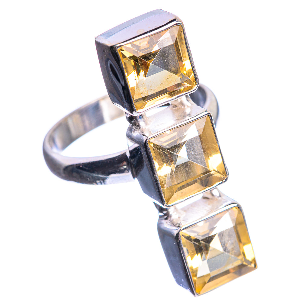 Large Faceted Citrine 925 Sterling Silver Ring Size 8.5