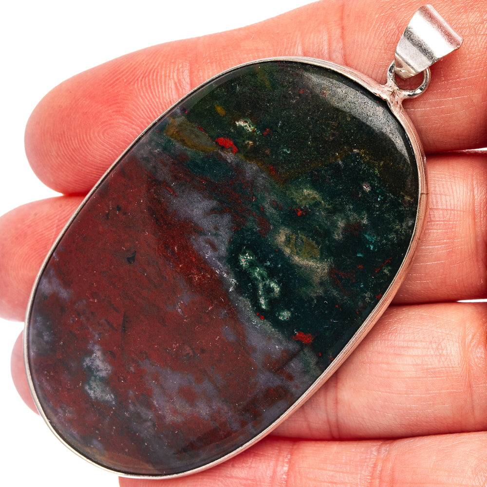 Bloodstone Pendant 2 3/4" (Silver Plated)