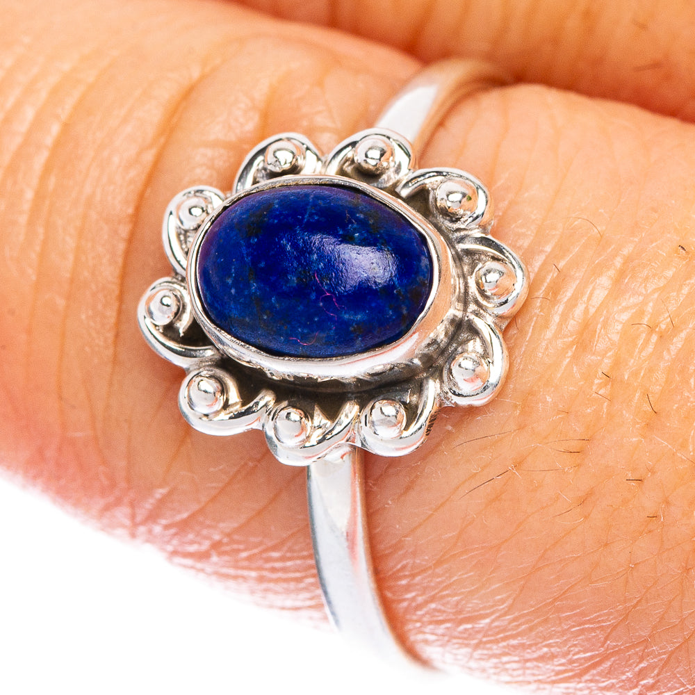Lapis Lazuli Dainty Ring Size 8.5 (925 Sterling Silver) R1004