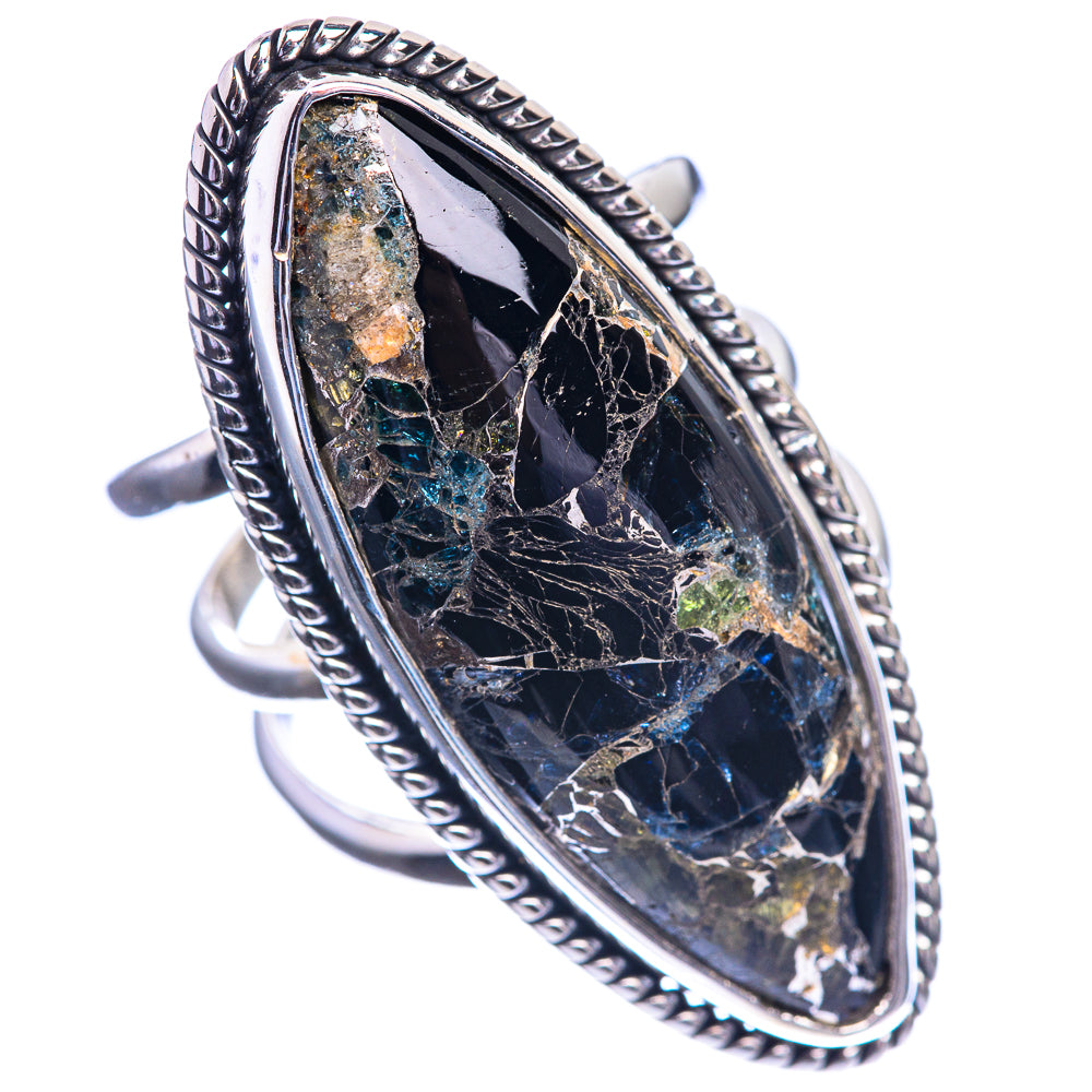 Large Copper Black Onyx 925 Sterling Silver Ring Size 6.25
