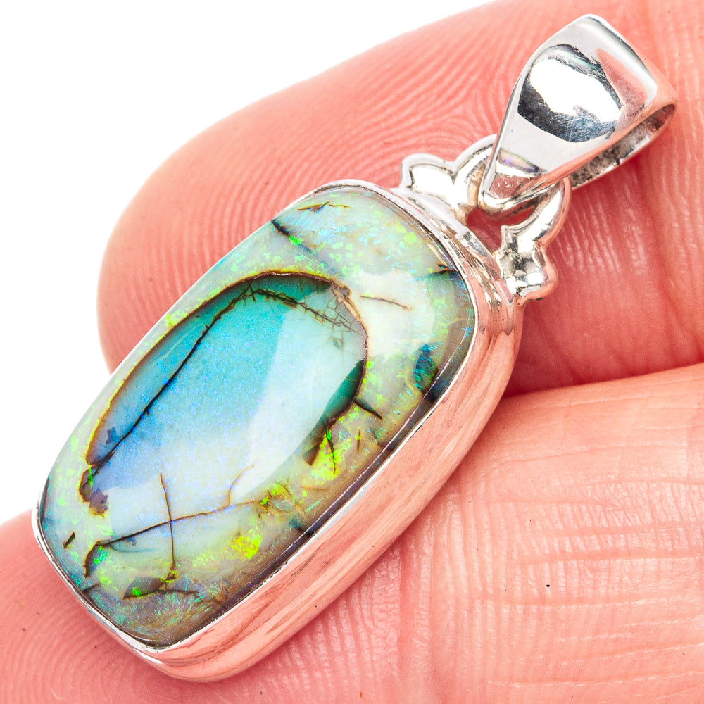 Rare Sterling Opal 925 Sterling Silver Pendant 1 1/8" (925 Sterling Silver) P41923