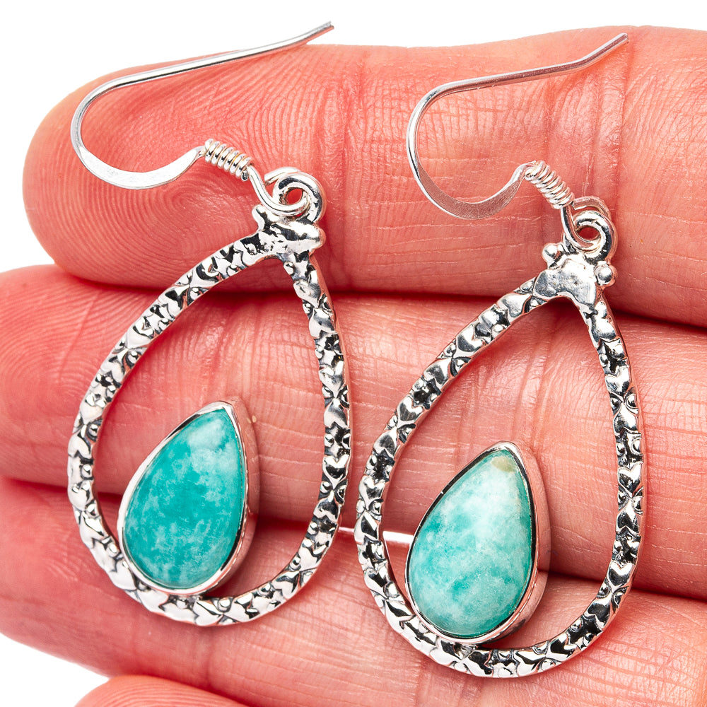 Premium Amazonite Earrings 1 3/4" (.925 Sterling Silver)