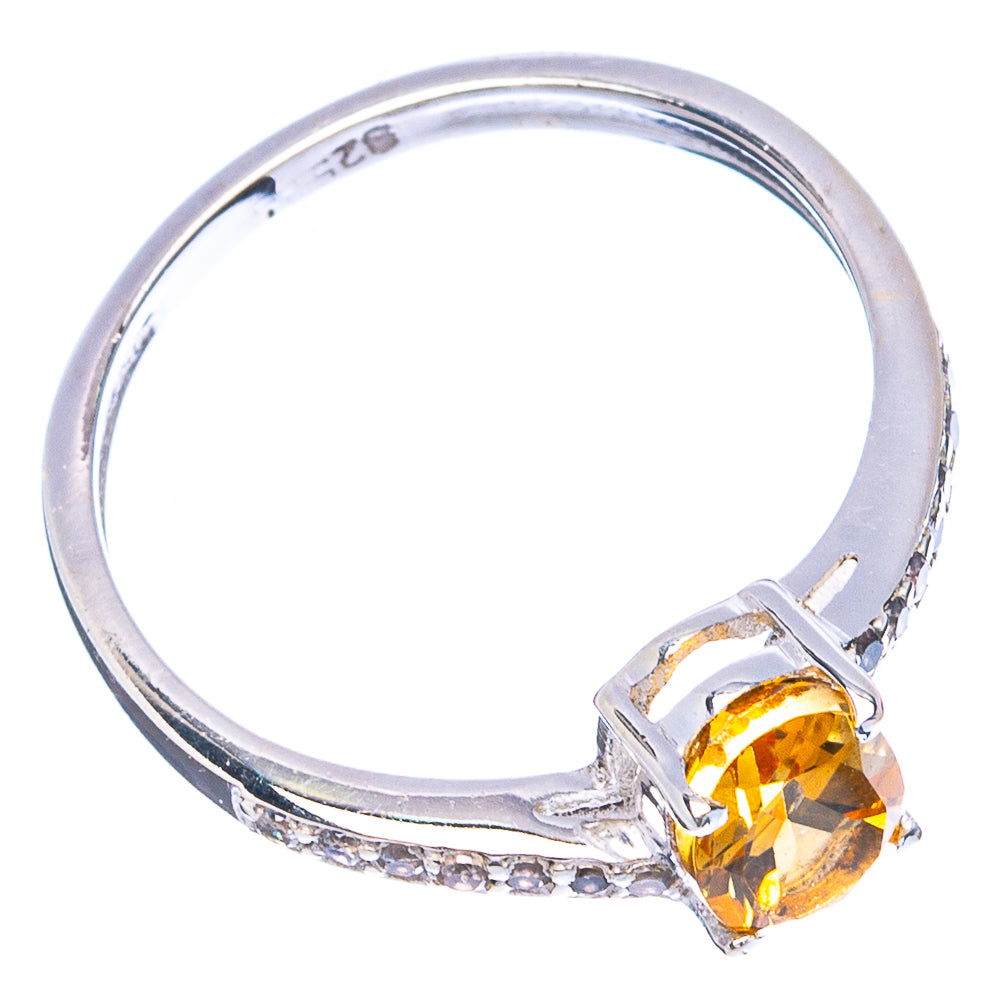 Value Faceted Citrine, Cubic Zirconia Ring Size 6 (.925 Sterling Silver)