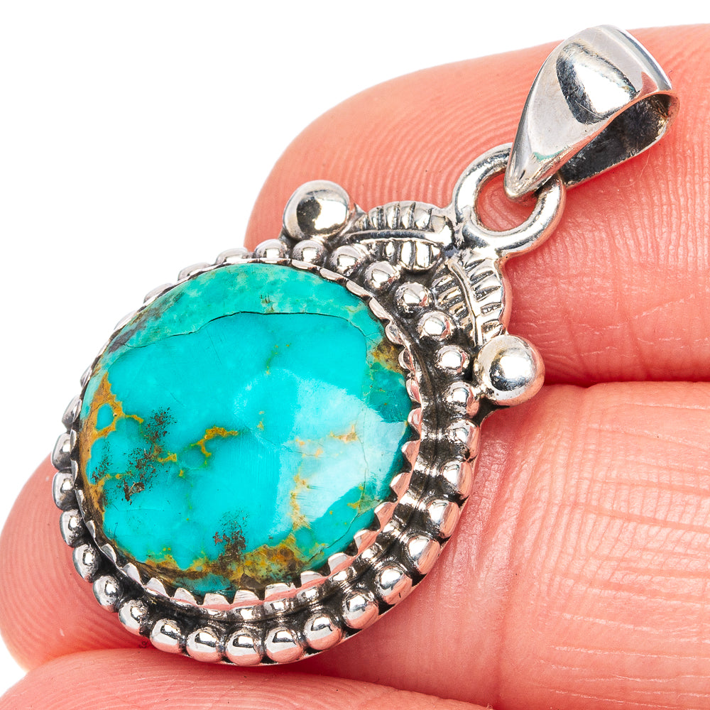 Rare Arizona Turquoise Pendant 1 1/4" (925 Sterling Silver) P42231