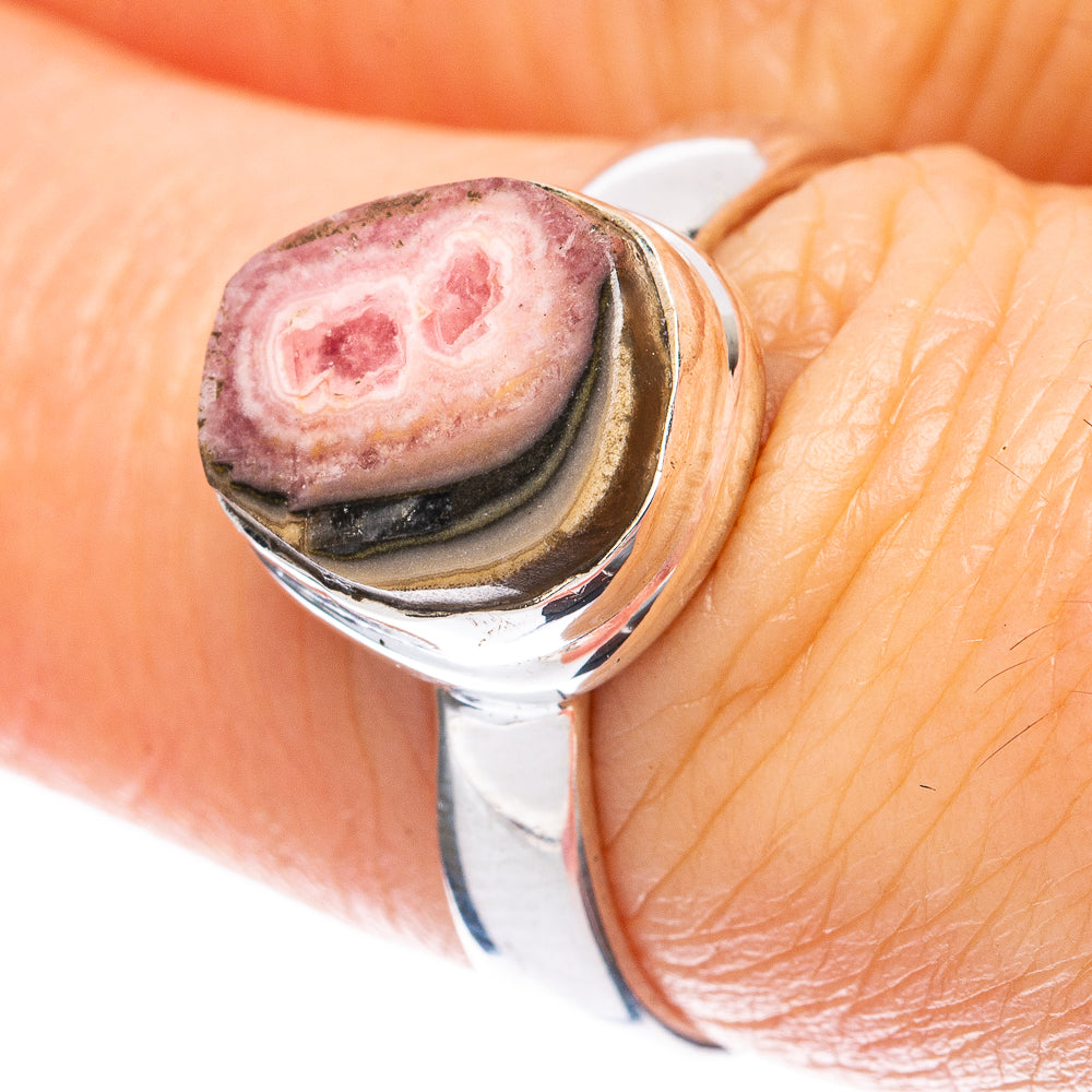 Rare Rhodochrosite Stalactite Ring Size 6.75 (925 Sterling Silver) R2987