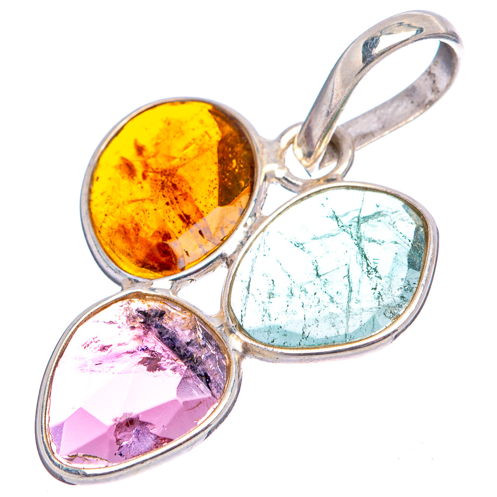Rare Faceted Tourmaline Pendant 1 1/8" (.925 Sterling Silver)