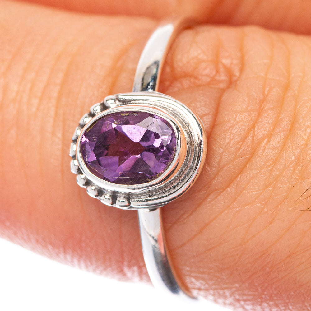 Faceted Amethyst Dainty Ring Size 7.75 (925 Sterling Silver) R145276
