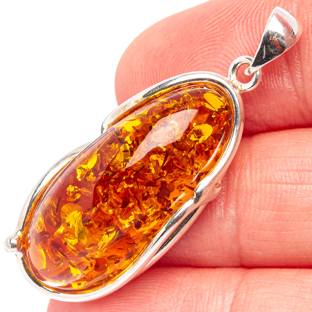 Baltic Amber Pendant 1 5/8" (.925 Sterling Silver)