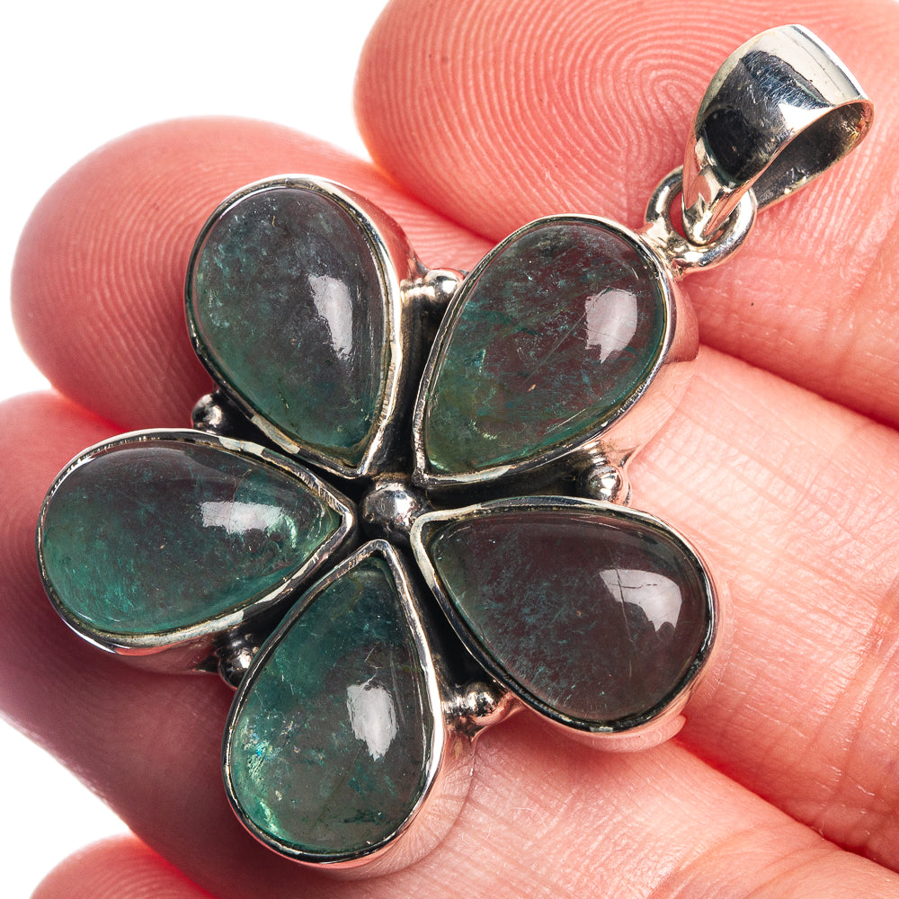 Blue Fluorite 925 Sterling Silver Pendant 1 1/2"