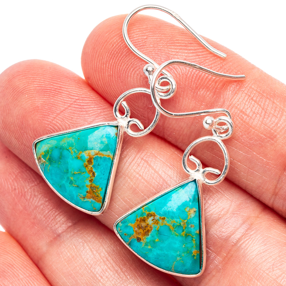 Rare Arizona Turquoise Earrings 1 3/8" (925 Sterling Silver) E1878