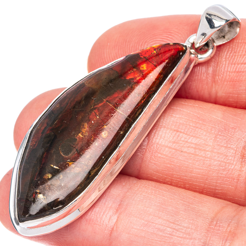 Rare Ammolite Pendant 2 1/8" (925 Sterling Silver) P41294