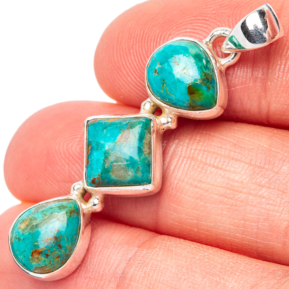 Kingman Turquoise Pendant 1 5/8" (925 Sterling Silver) P42784