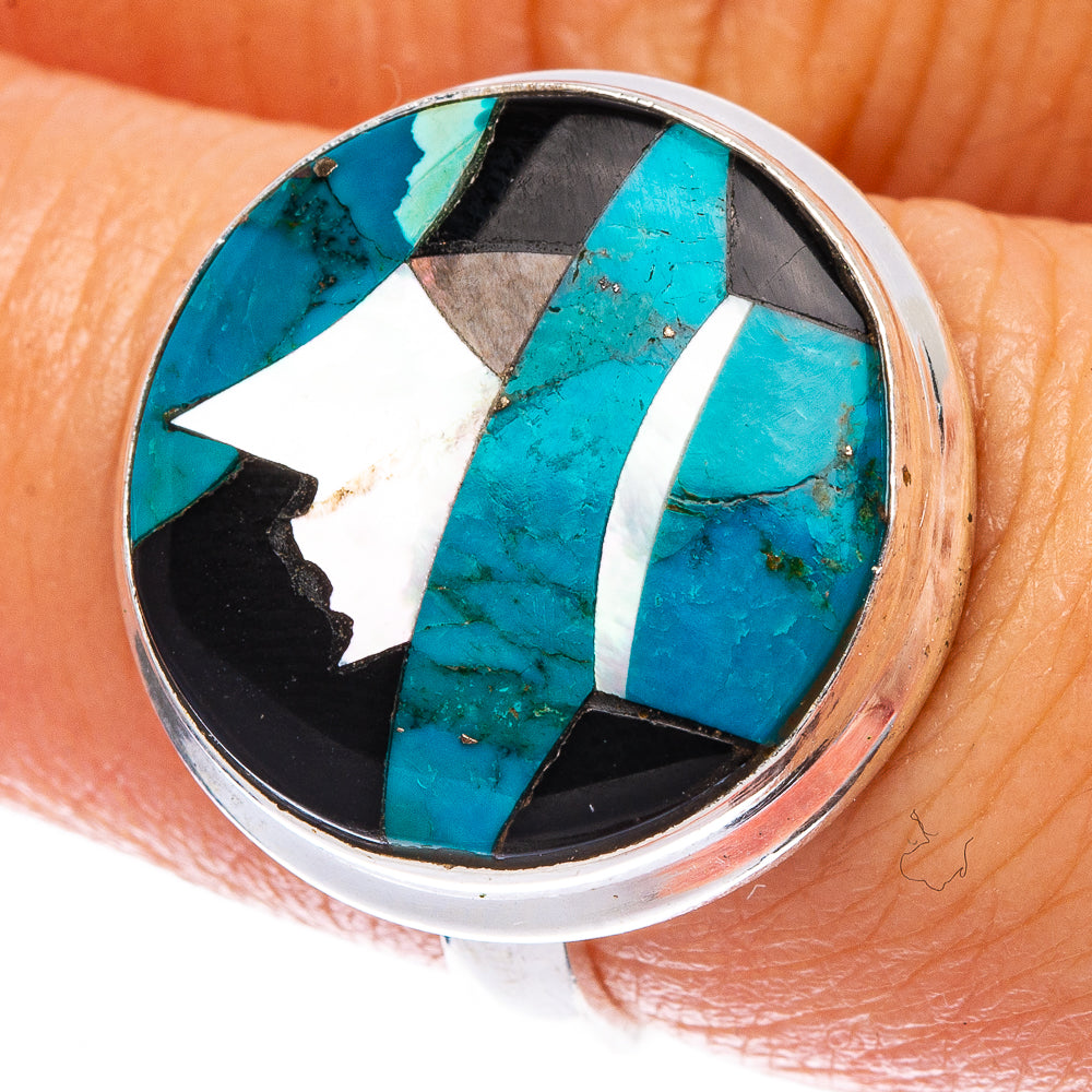 Chrysocolla Black Onyx Ring Size 7.25 (925 Sterling Silver) R146553