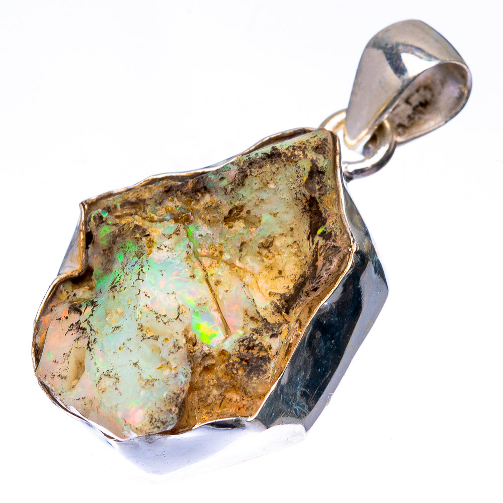 Raw Ethiopian Opal 925 Sterling Silver Pendant 1 3/8" (925 Sterling Silver) PD38643