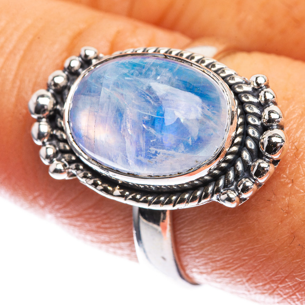 Rainbow Moonstone Ring Size 8.5 (925 Sterling Silver) R142431