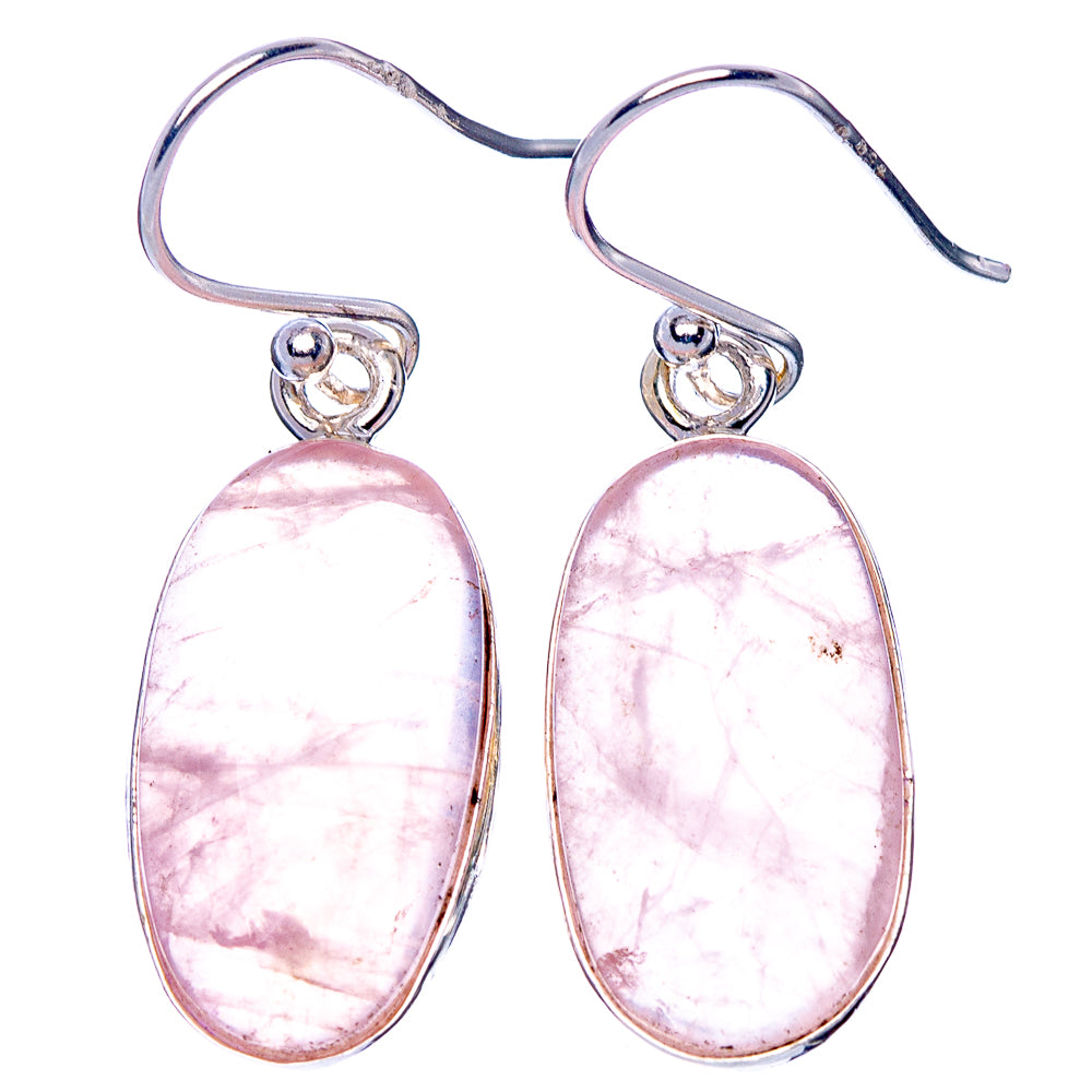 Rose Quartz Earrings 1 3/8" (925 Sterling Silver) E1715