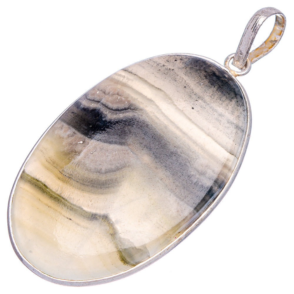 Zebra Calcite Pendant 2 1/8" (Silver Plated)