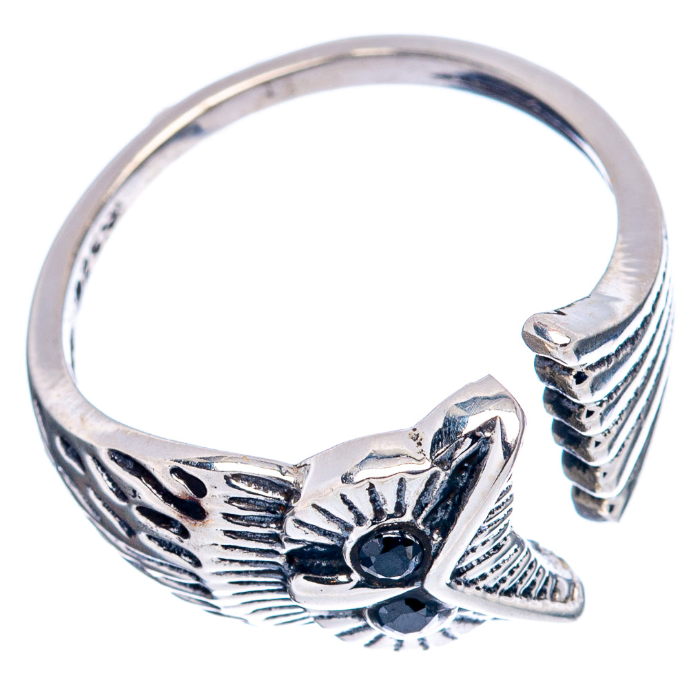 Blue Quartz Owl Dainty Ring Size 7 Adjustable (.925 Sterling Silver)