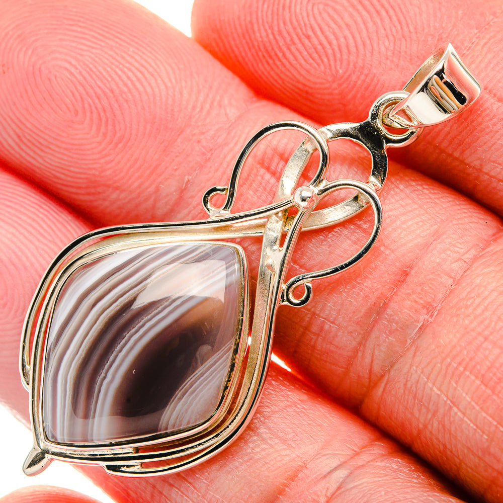 Premium Botswana Agate 925 Sterling Silver Pendant 1 7/8" (925 Sterling Silver) PD37778
