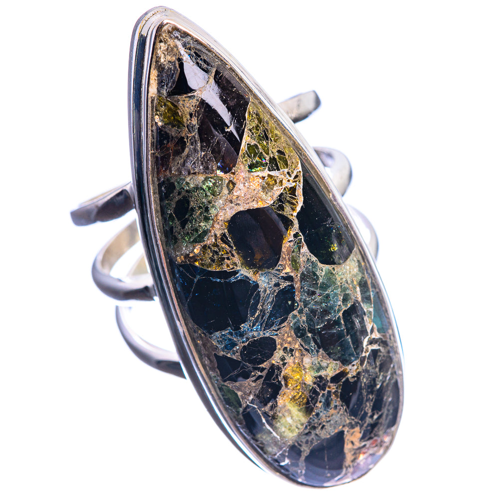 Large Copper Black Onyx 925 Sterling Silver Ring Size 7