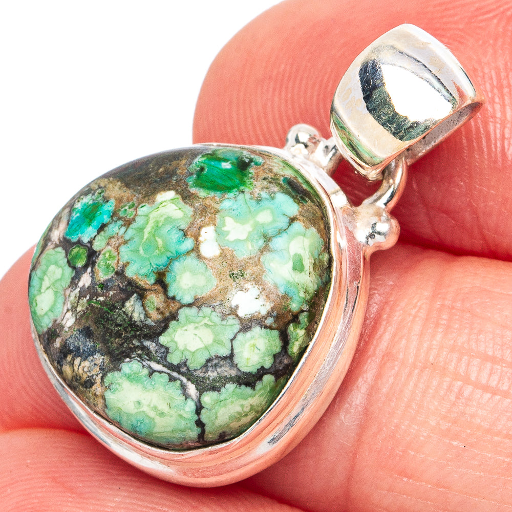 Rare Arizona Spider Web Turquoise Pendant 1 1/8" (925 Sterling Silver) P43315