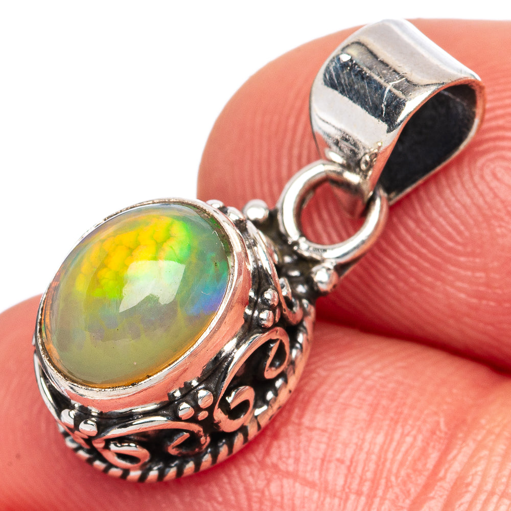 Rare  Ethiopian Opal Pendants 7/8" (925 Sterling Silver) P42354