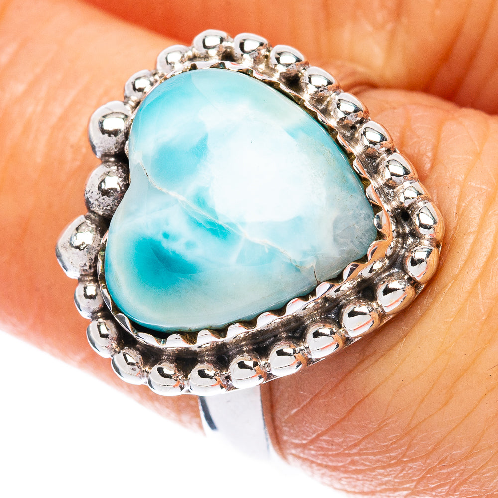 Larimar Heart Ring Size 6.5 (925 Sterling Silver) R2539