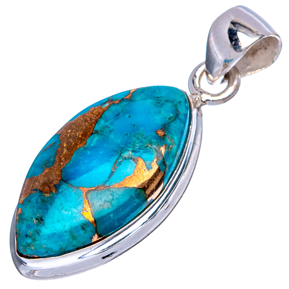 Blue Copper Composite Turquoise Pendant 1 3/8" (925 Sterling Silver) P43433
