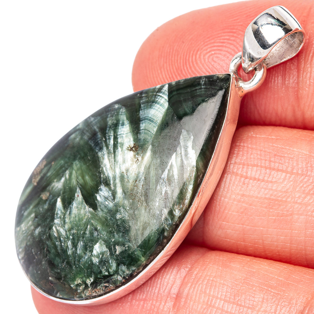 Seraphinite Pendant 1 3/4" (925 Sterling Silver) P42840