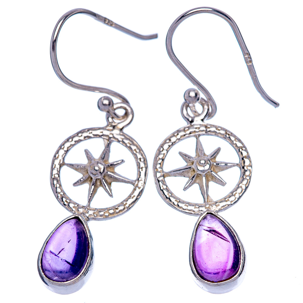 Amethyst Earrings 1 1/2" (925 Sterling Silver) E433307