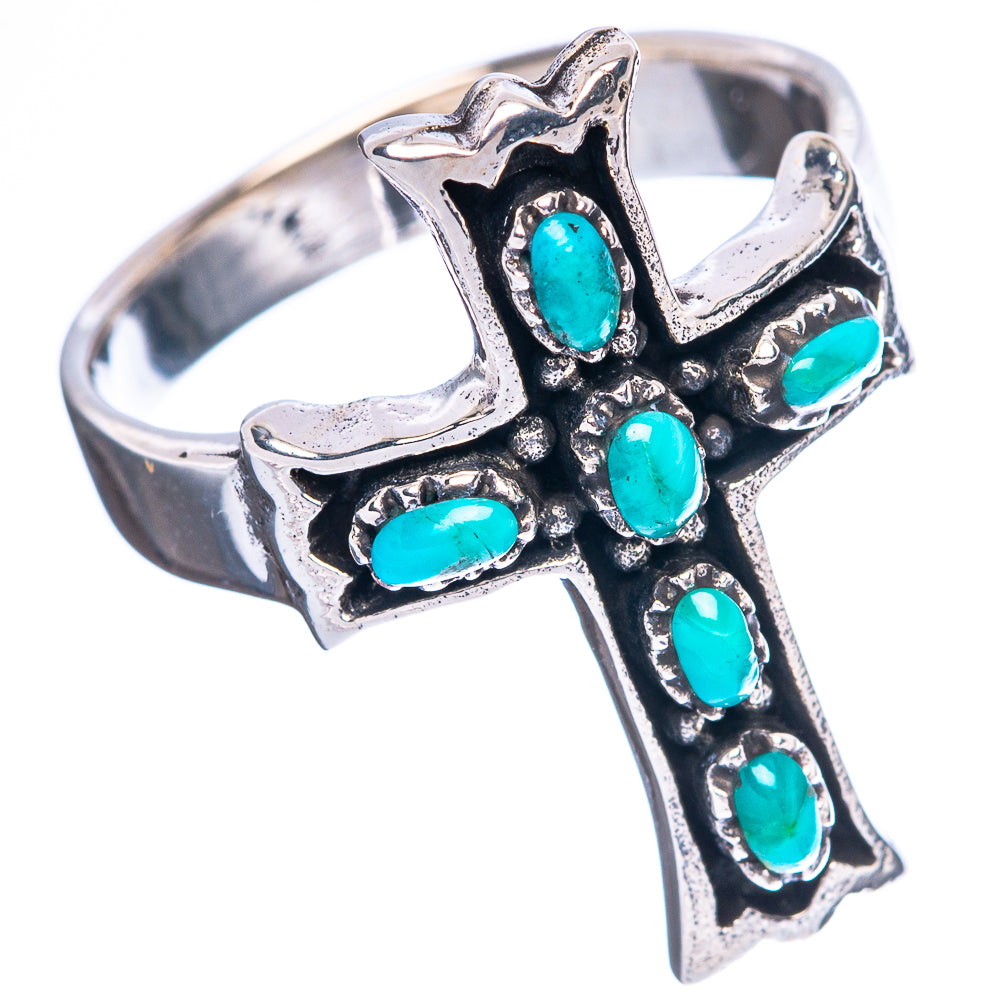 Rare Arizona Turquoise Cross Ring Size 9.5 (925 Sterling Silver) R4530