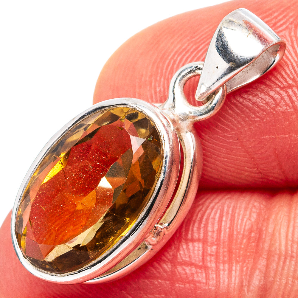 Faceted Citrine Dainty Pendant 1 1/8" (.925 Sterling Silver)