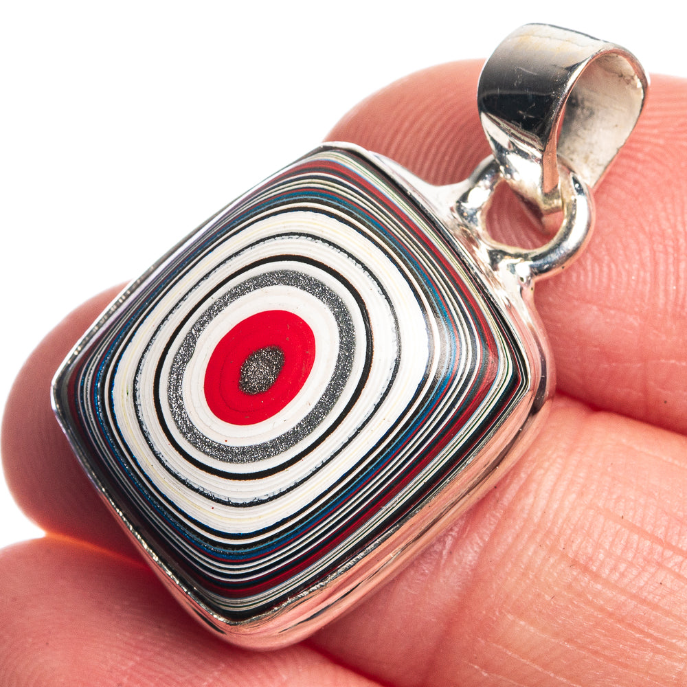 Fordite 925 Sterling Silver Pendant 1 1/8"
