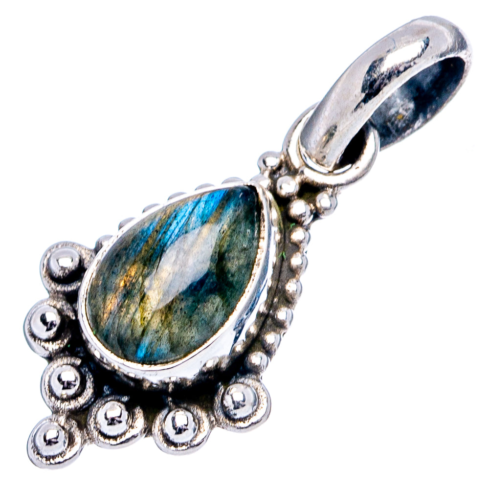 Labradorite Dainty Pendant 1" (.925 Sterling Silver)